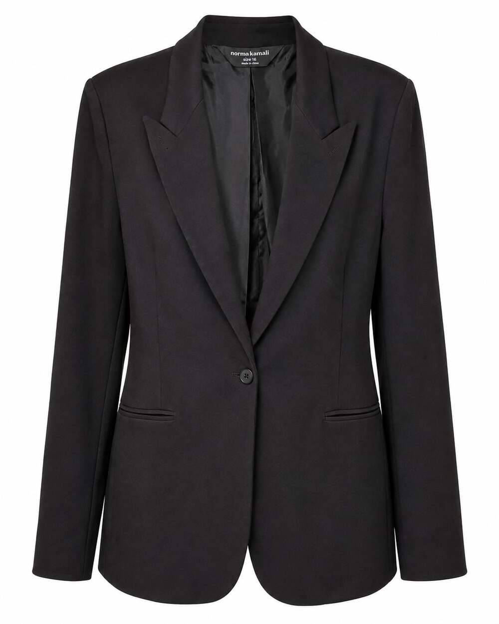 Norma Kamali Black Ponte Notch Lapel Blazer Size 16
